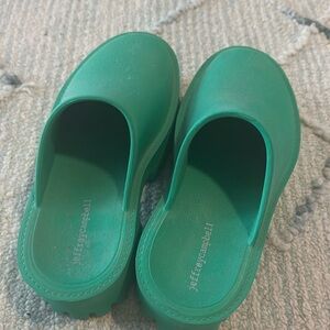 Green chunky Hill Jeffery Campbell clogs great for a rainy weather summer days